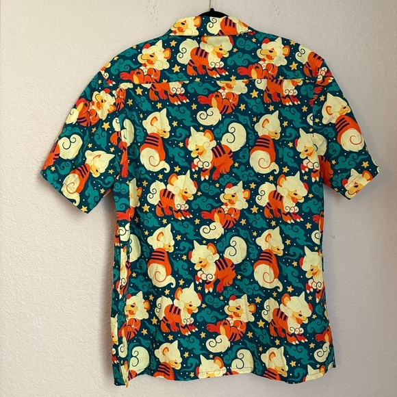 Hisuian Growlithe Pokemon Button Up Hawaiian Shirt Star Salts - Picture 6 of 9